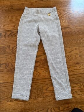 Michael Kors pull on stretch black white plaid dress work pants - size small